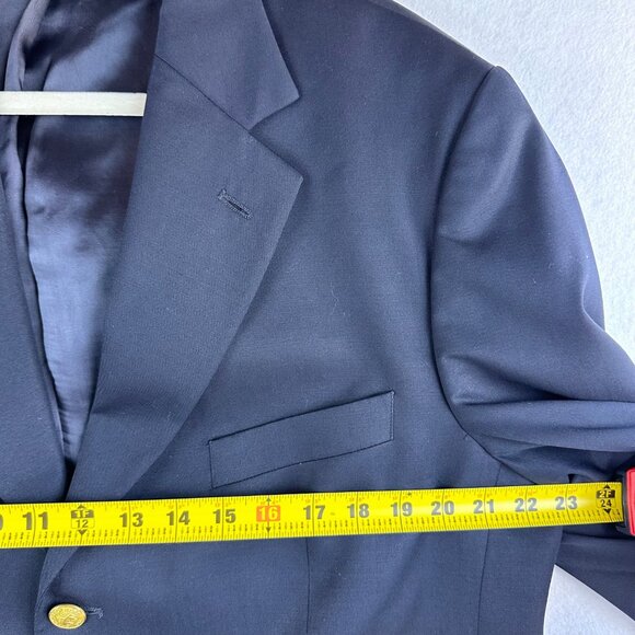 Brooks Brothers 346 Mens 43L Navy Blue Blazer Gold 3-Button Wool Sports Academia - Picture 8 of 13